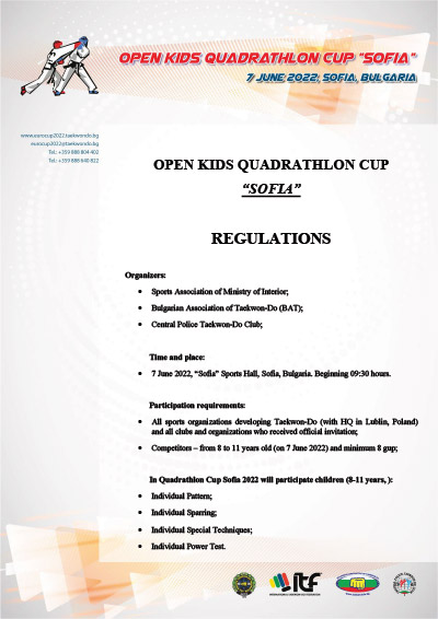 Open Kids Quadrathlon Cup Sofia Regulations